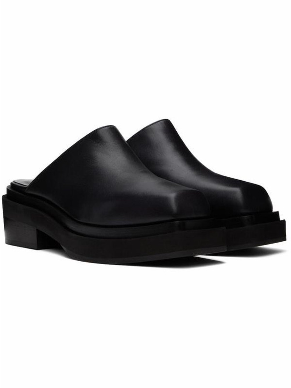 ECKHAUS LATTA Black Leather Clogs Mule Slip-On Shoes